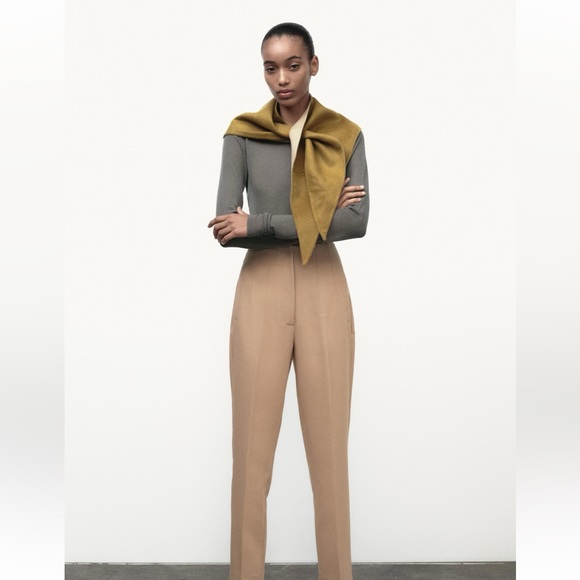 ZARA 3 HIGH-WAISTED PANTS; OYSTER WHITE, TAUPE BROWN & SAND, MEDIUM & 6 - Picture 5 of 8